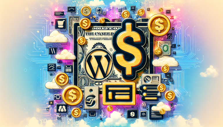 An artistic representation showcasing the intersection of digital currency, cloud technology, and online platforms, highlighted by a dollar sign and various digital icons.