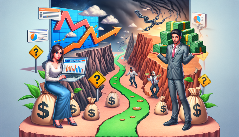 An illustrated depiction of the journey towards financial success, showcasing contrasting elements of growth and challenges in an engaging visual format.