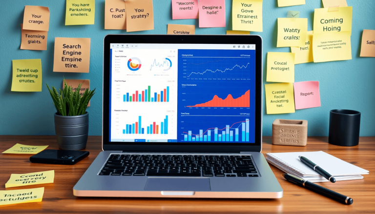 Laptop displaying data analytics dashboard