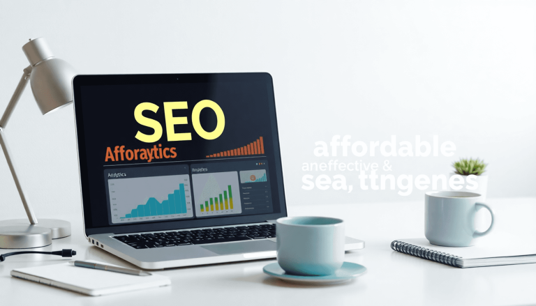 Laptop displaying SEO analytics and charts